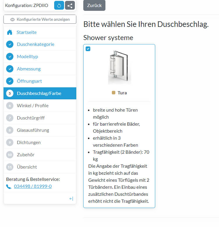 Beschlagsystem wählen