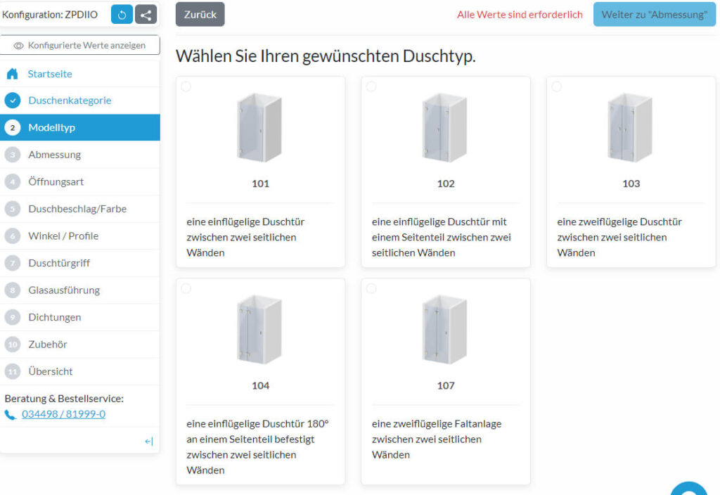 Modelltyp auswählen