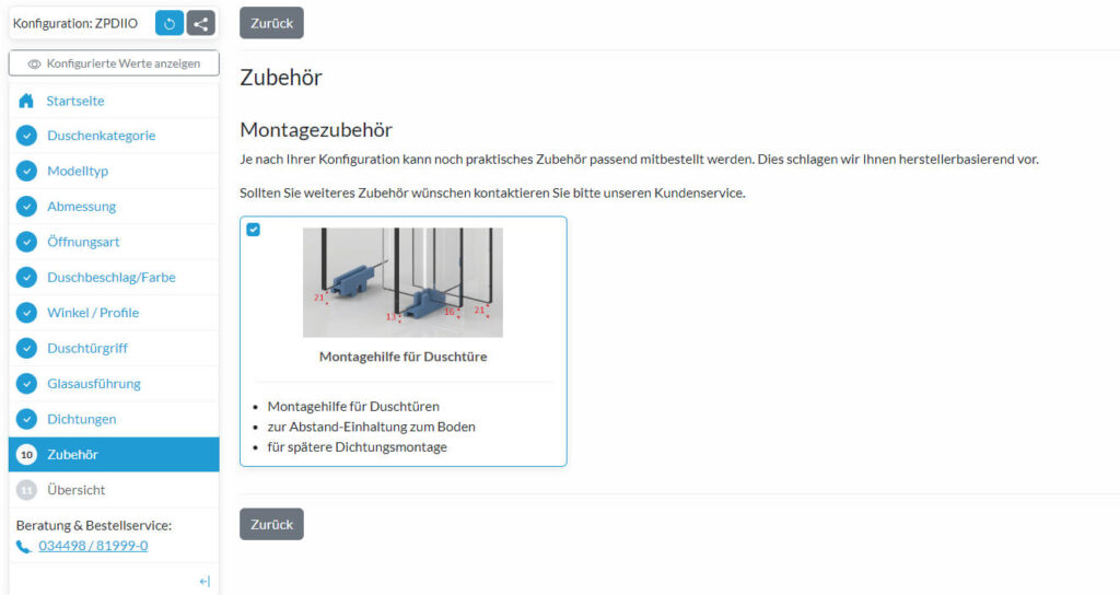 Montagezubehör wählen