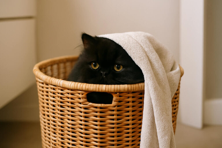 Katze im Wäschekorb