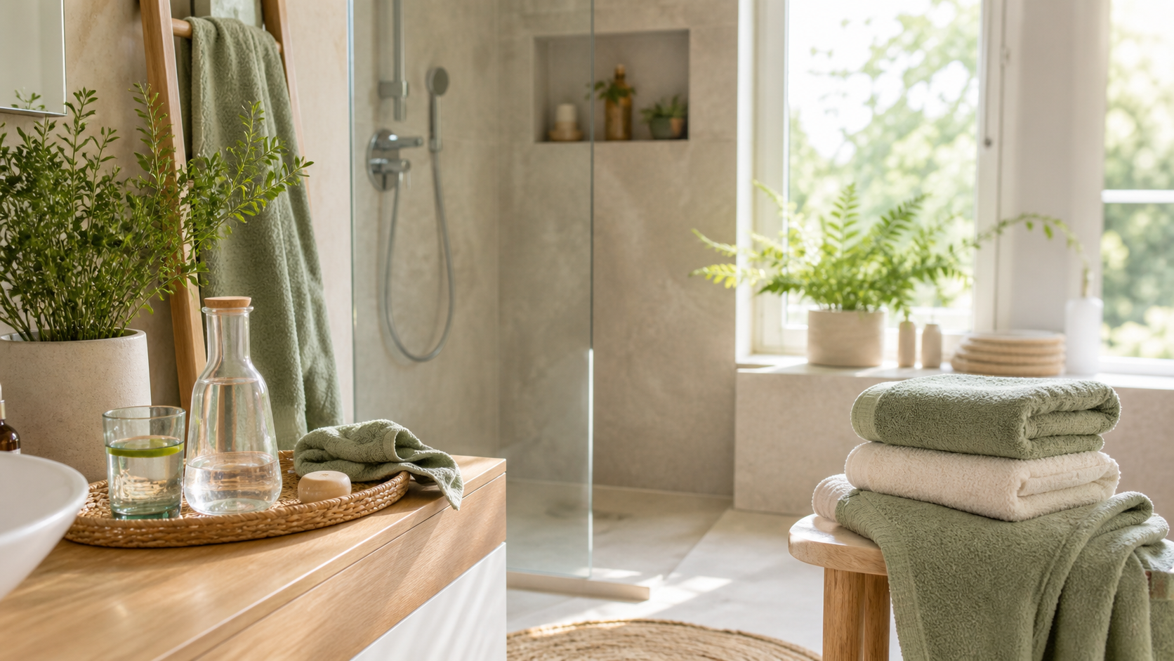 Vorschaufoto zu Bad als Mini-Spa nach heißen Tagen: Dusche, Licht und Handtücher